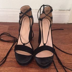 Lulus black lace up heels